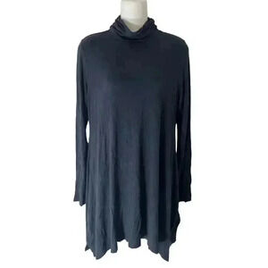 Soft Surroundings Cowl Neck Sweater Dress A-line High/Low Black Medium